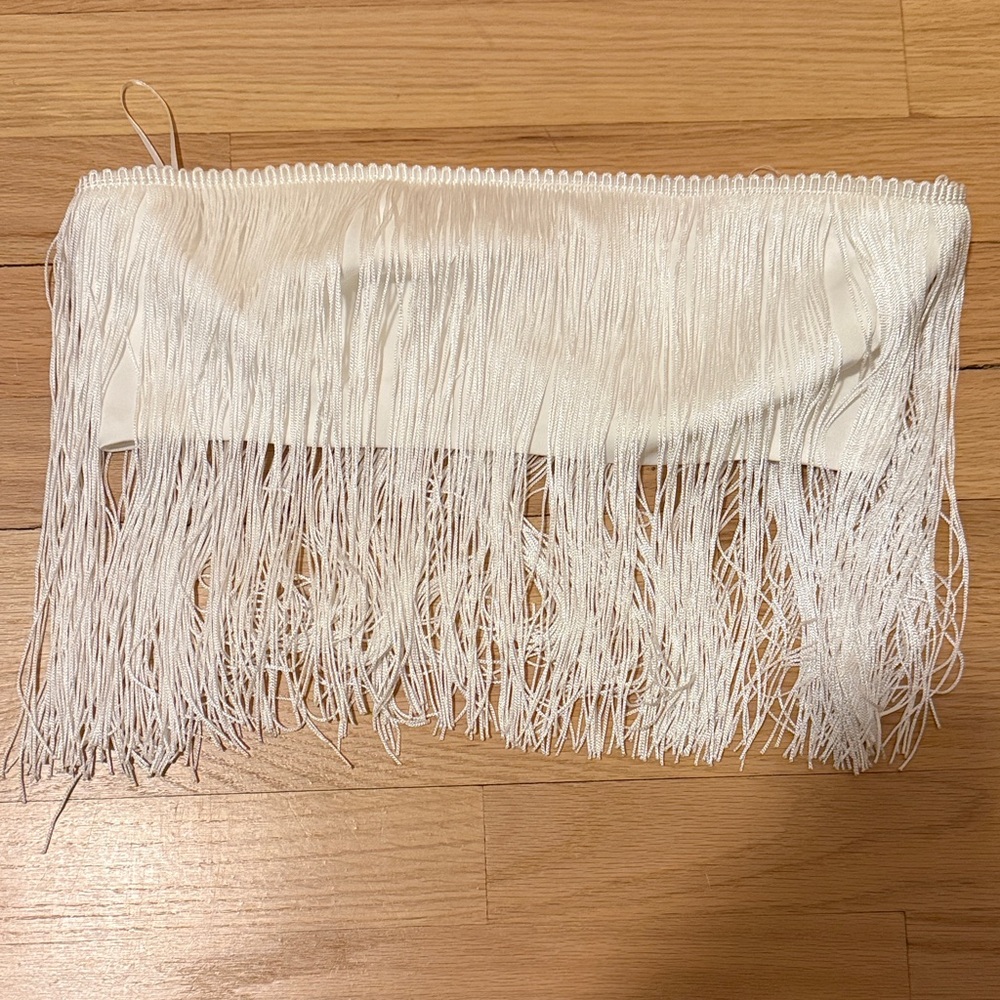 White Fringe Tube Top and Matching Skirt